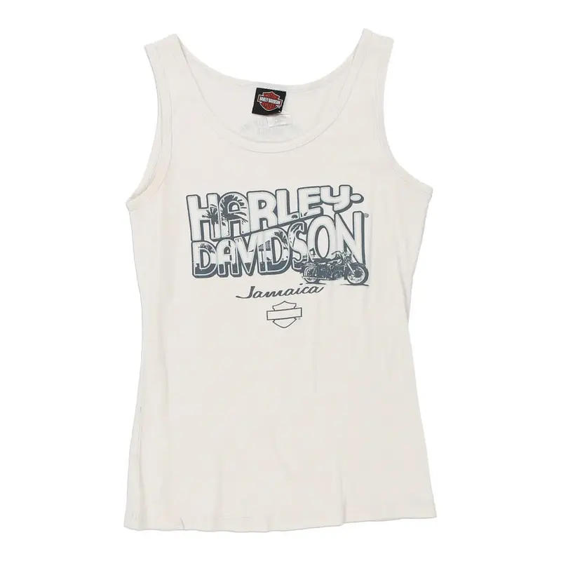 Jamaica Harley Davidson Spellout Vest - Large White Cotton
