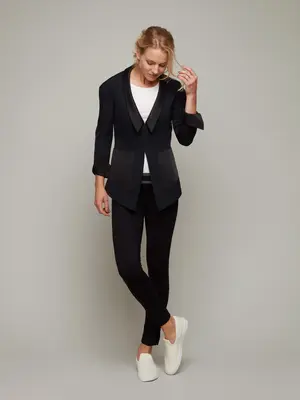 PEDIMENT | Deep V Drop-Shoulder Jacket | Color: Classic Black | Size: L