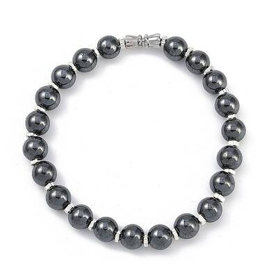 Synthetic Non-magnetic Hematite Beaded Stretch Bracelets for Women Men