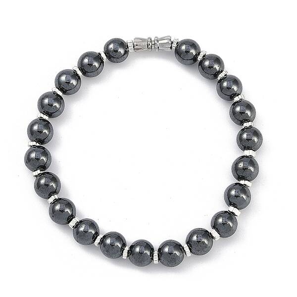 Synthetic Non-magnetic Hematite Beaded Stretch Bracelets for Women Men