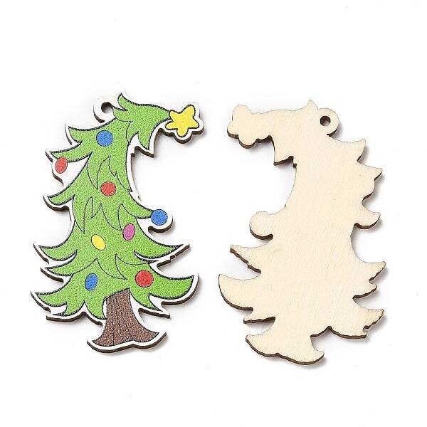 Single Face Christmas Printed Wood Big Pendants
