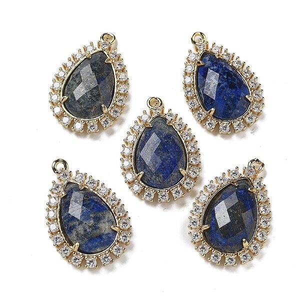 Natural Lapis Lazuli Faceted Teardrop Pendants