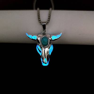 Alloy Ox Head Pendant Necklace with Stainless Steel Chains