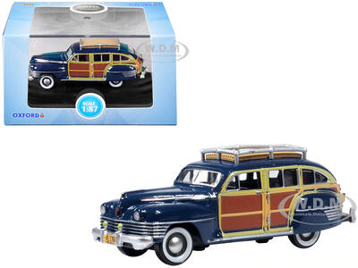 1942 Chrysler Town & Country Woody Wagon South Sea Blue with Wood Panels and Roof Rack 1/87 (HO) Scale Diecast Model Car ...