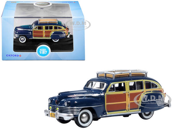 1942 Chrysler Town & Country Woody Wagon South Sea Blue with Wood Panels and Roof Rack 1/87 (HO) Scale Diecast Model Car ...