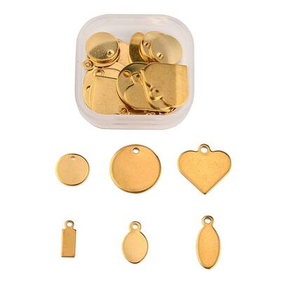 30Pcs 6 Style Ion Plating(IP) 304 Stainless Steel Charms
