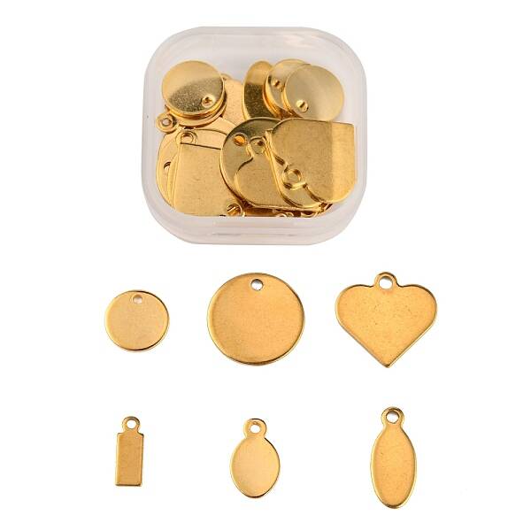 30Pcs 6 Style Ion Plating(IP) 304 Stainless Steel Charms