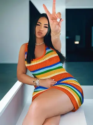 Women's Colorblock Striped Print Hollow Out Crochet Bodycon Dress, Dress in Club, Dresses for Women, Summer Dresses 2024,...