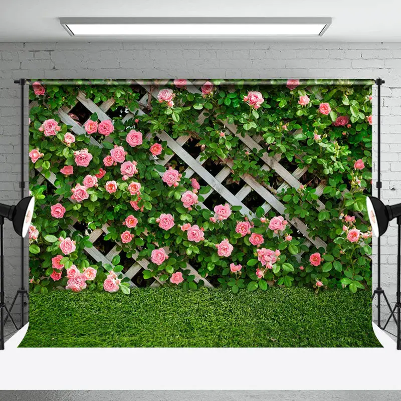 Natural Greenery Pink Floral Spring Photo Backdrop - Aperturee