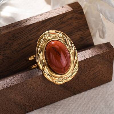 Oval Natural Red Jasper Finger Rings