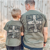 Cross Camo Hunting and Fishing Short Sleeve Adult Tee family shirt gift for men women son casual comfortable