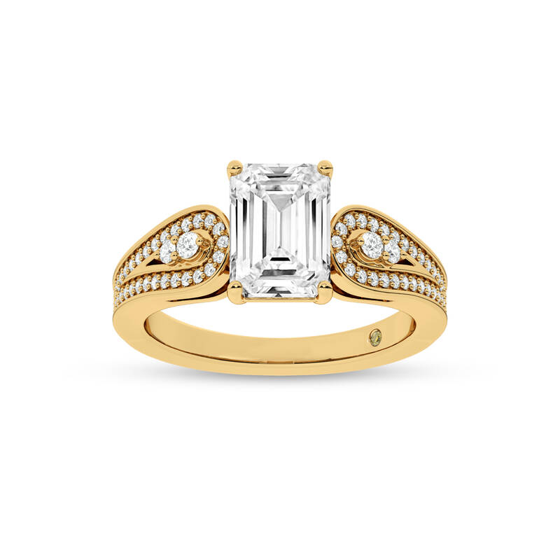 Cosma Mystical Emerald Cut Lab Grown Diamond Engagement Ring | 14K Yellow Gold 4 CT. TW.