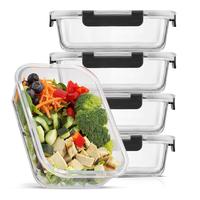 JoyJolt Glass Food Storage Containers with Lids, 5 Pack Glass Meal Prep Containers, Reusable 35oz Single Compartment Airtight...