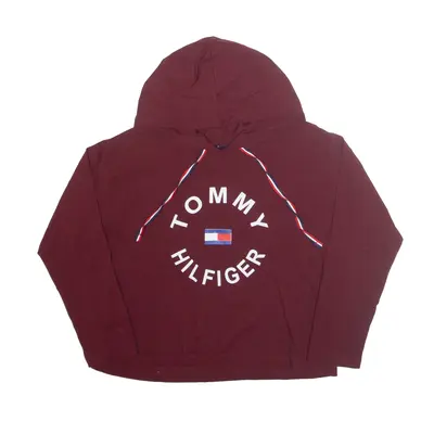 TOMMY HILFIGER Hoodie Maroon Pullover Girls L