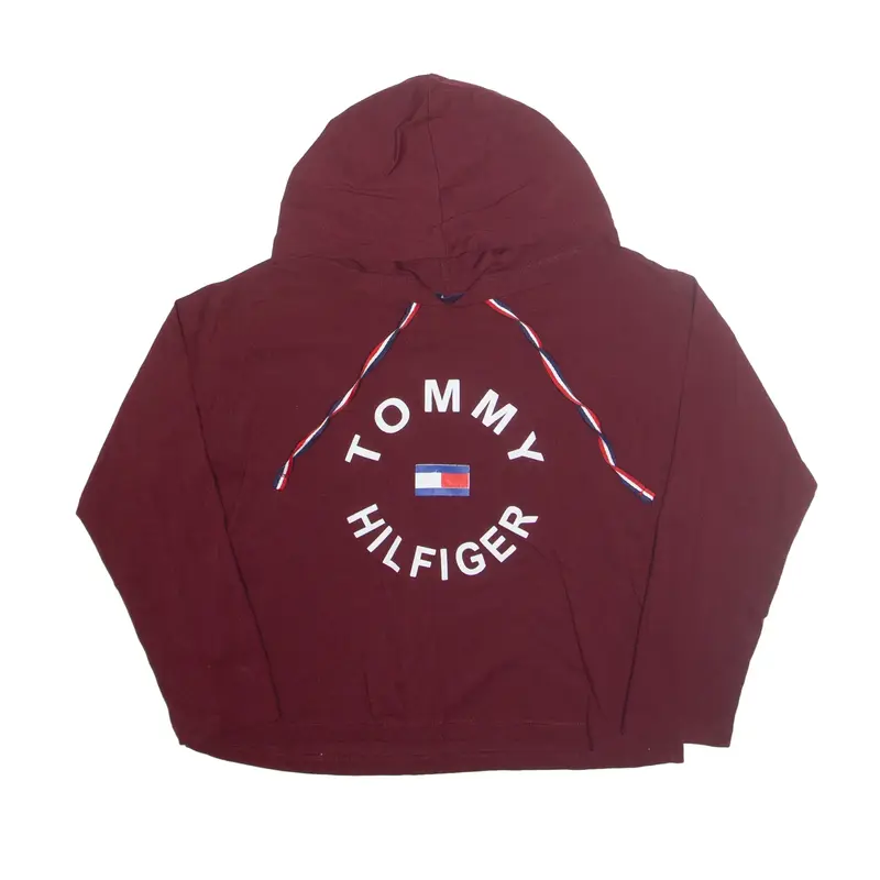 TOMMY HILFIGER Hoodie Maroon Pullover Girls L