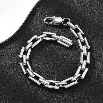 304 Stainless Steel Rectangle Link Chain Bracelets for Women Men