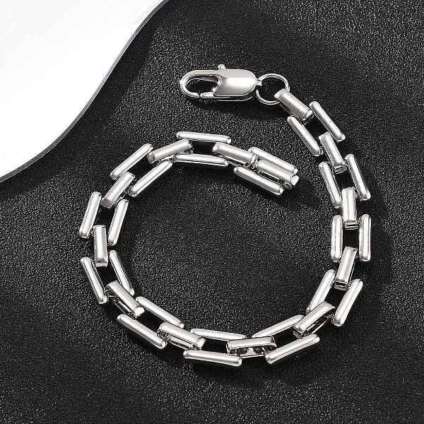 304 Stainless Steel Rectangle Link Chain Bracelets for Women Men