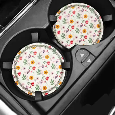 Floral Pattern Car Coaster for Summer, Universal Anti-slip Insulated Car Cup Holder Mat, Car Interior Decorative Accessorie...
