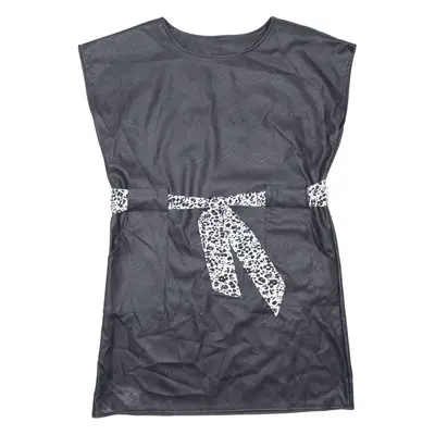 TODAY Faux Leather Belted Womens Shift Black Sleeveless Short M