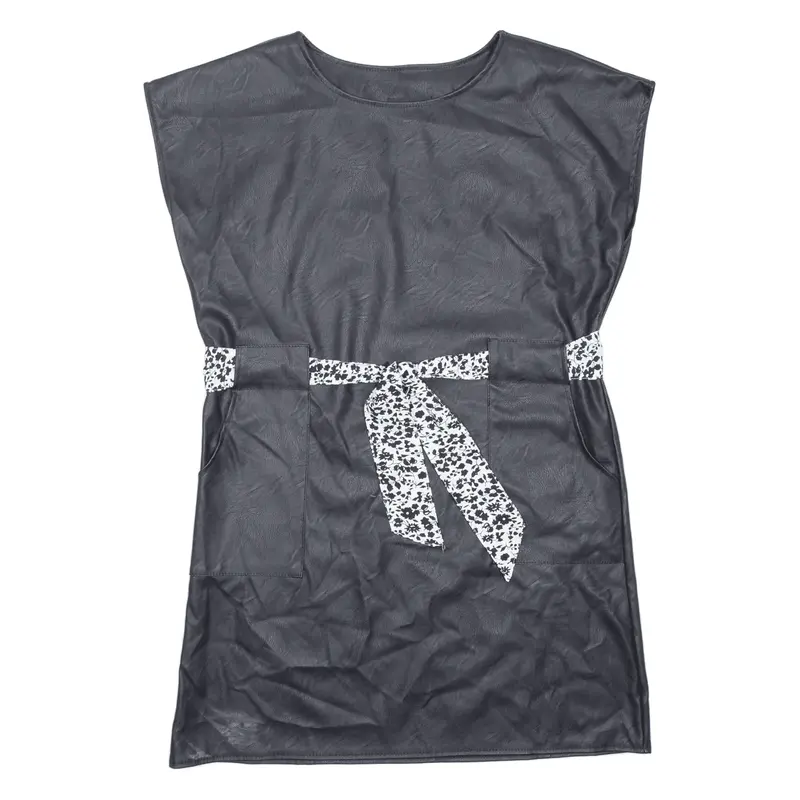 TODAY Faux Leather Belted Womens Shift Black Sleeveless Short M