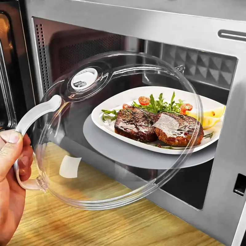 Microwave Splatter Guard, 1 Count Kitchen Room Decor Clear Plastic Reusable Heat Resistant Microwave Cooking Food Cover, Kitc...