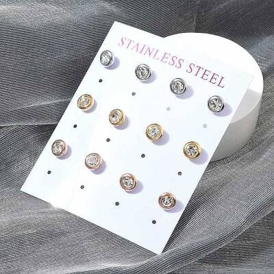 Ion Plating(IP) 304 Stainless Steel Flat Round Stud Earrings