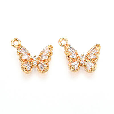 Brass Micro Pave Cubic Zirconia Charms