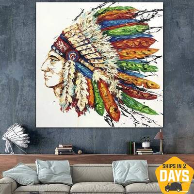 Original Abstract Indian Human Oil Portrait Paintings On Canvas Modern Fine Wall Art Impasto Painting Decor | TRADITIONAL HEA...