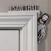 Creative Jesus & Letter Design Door Corner Frame Ornament, Wooden Funny Door Frame Hanging Ornament, Home Decor for Living Ro...