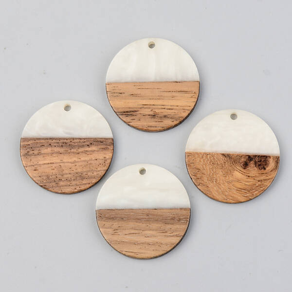 Opaque Resin & Walnut Wood Pendants