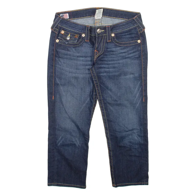 TRUE RELIGION Three Quarters Womens Jeans Blue Slim Tapered W28 L21
