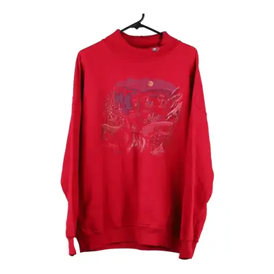 Northern Reflections  Graphic Rollneck - XL Red Cotton Blend