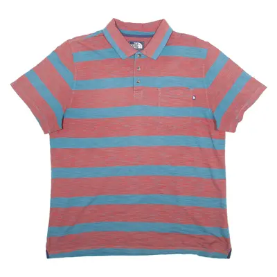 THE NORTH FACE Mens Polo Shirt Red Striped L