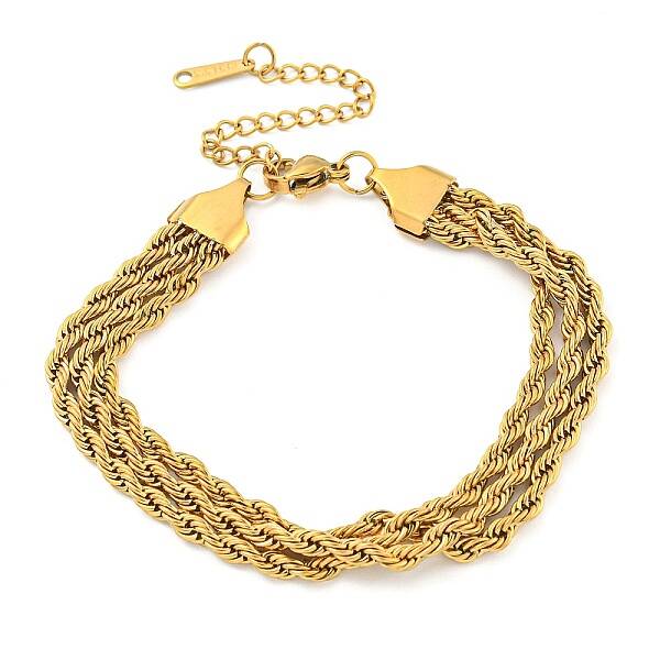 304 Stainless Steel 3-Strand Rope Chain Bracelets for Women
