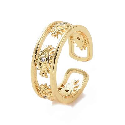 Clear Cubic Zirconia Eye Open Cuff Rings