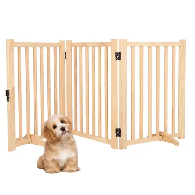 Garvee Wooden Freestanding Dog Gate, Collapsible Pet Gate with Support Feet, Indoor Dog Fence for The House,Doorways, Stairs�...