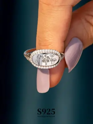 S925 Sterling Silver Ring, Fashionable Floral Pattern Artificial Zircon Decorative Ring for Women, Trendy All-match Jewelry f...