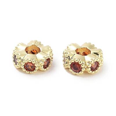 Brass Micro Pave Cubic Zirconia Beads