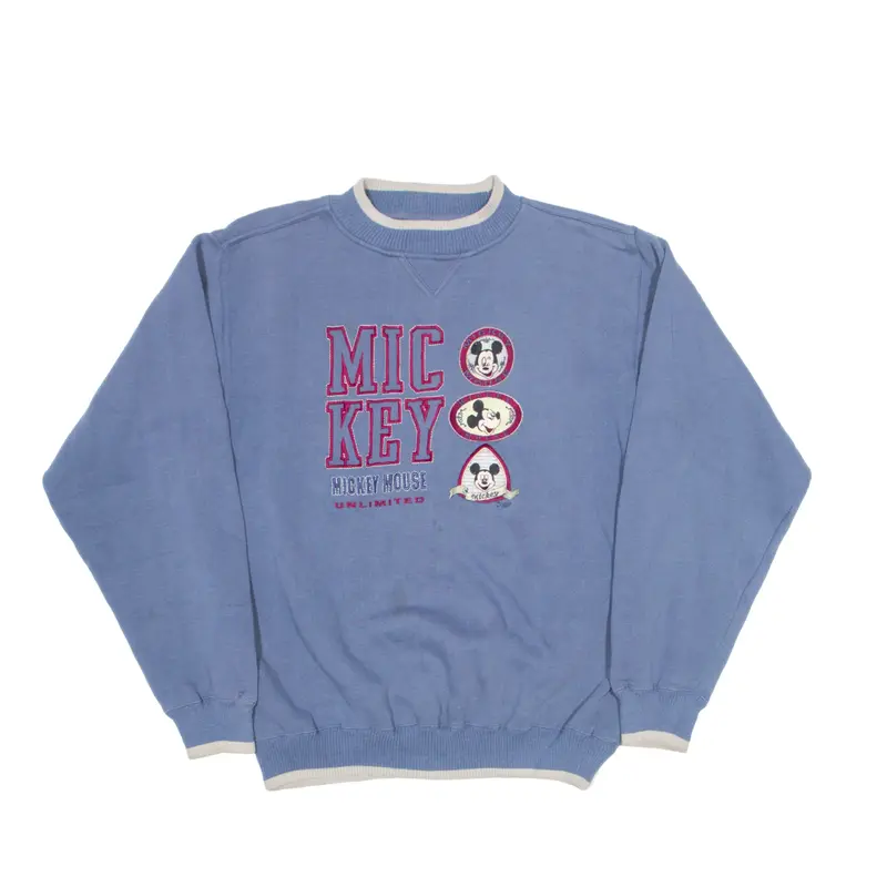 DISNEY Mickey Unlimited Sweatshirt Blue High Neck 90s Mens L