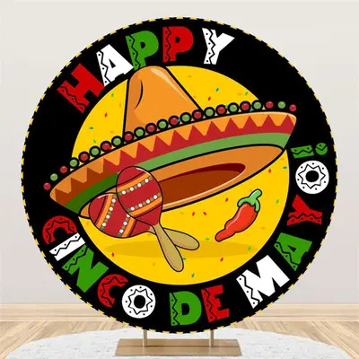 Round Cinco Mayo Backdrop For Mexican Fiesta Party - Aperturee