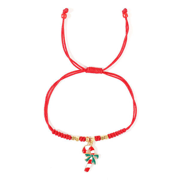 Christmas Theme Adjustable Glass Braided Bead Bracelets