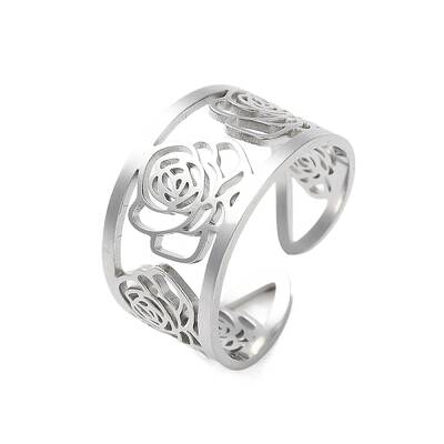 Non-Tarnish 304 Stainless Steel Open Cuff Ring for Women