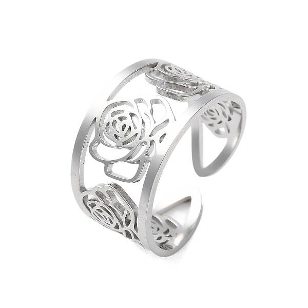 Non-Tarnish 304 Stainless Steel Open Cuff Ring for Women