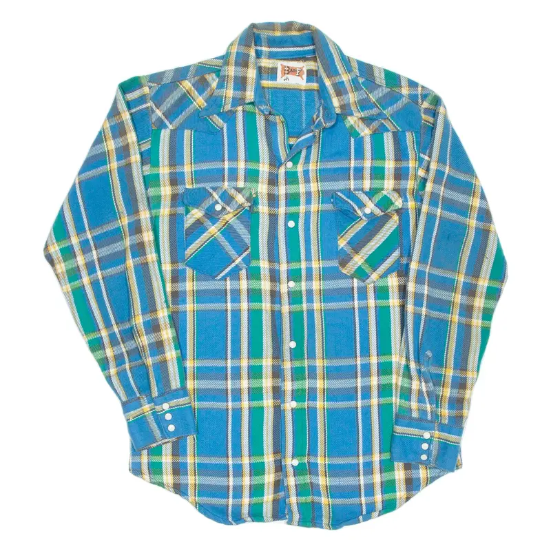 BAR.F Mens Shirt Blue Check Long Sleeve M