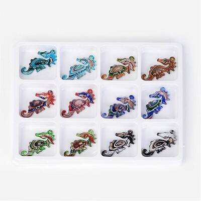 Handmade Silver Foil Lampwork Big Pendants