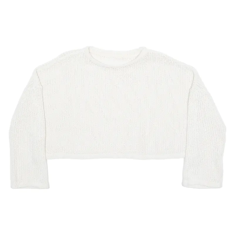Cropped Womens Jumper Cream Open Knit XL