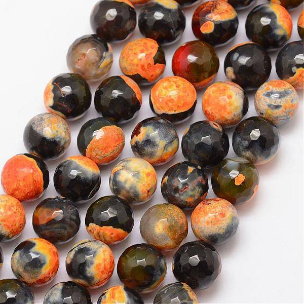 Natural Fire Crackle Agate Bead Strands