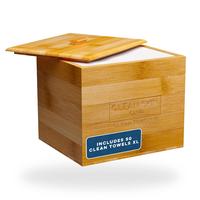 Luxe Bamboo Box with Cover –  (Includes 50 Clean Towels)