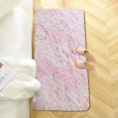 Solid Fluffy Shaggy Rug, 1 Count Soft Anti-Slip Large Area Carpet, Plush Mat For Indoor Living Room Bedroom