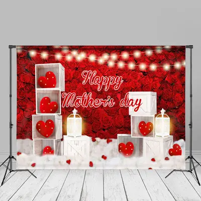 Rad Roses Heart Box Light Mothers Day Party Backdrop - Aperturee